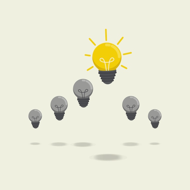 Bright light bulb different among the others Different and unique creative ideas vector illustration