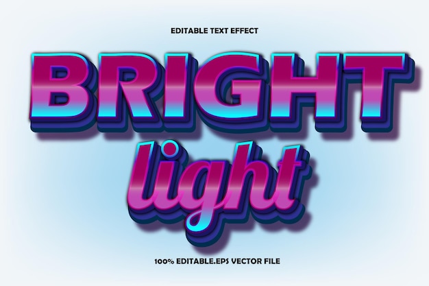 Bright Light Editable Text Effect 3D Emboss Gradient Style