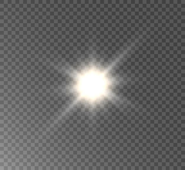 Luce brillante effetto raggi caldi scintilla stella sole vector