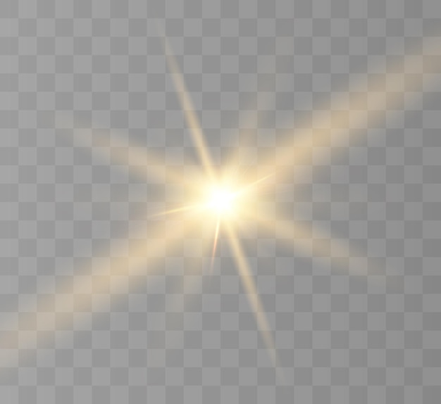 Яркий световой эффект с лучами и бликами для векторной иллюстрации