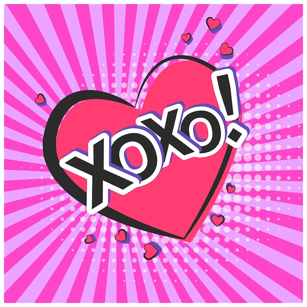 Bright lovely pink speech bubble with xoxo text