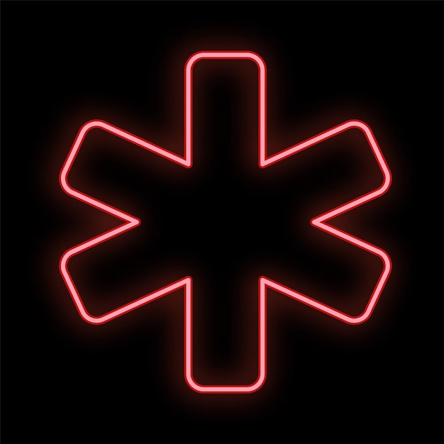 Bright luminous red medical digital neon sign for a pharmacy or hospital store beautiful shiny