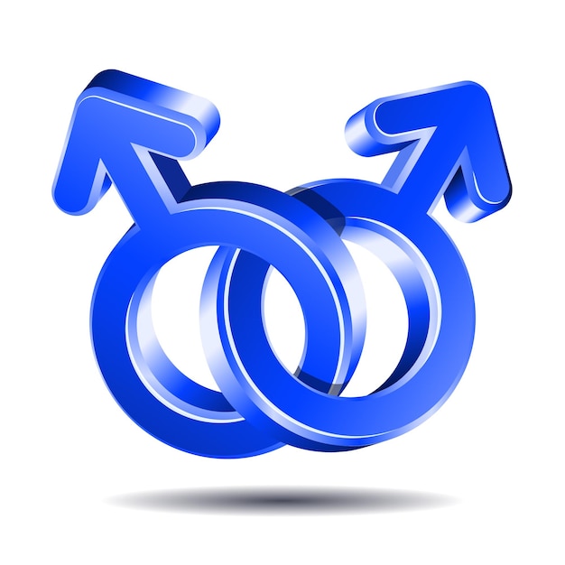 Vector bright male linked gender icons like symbol of homosexual couple