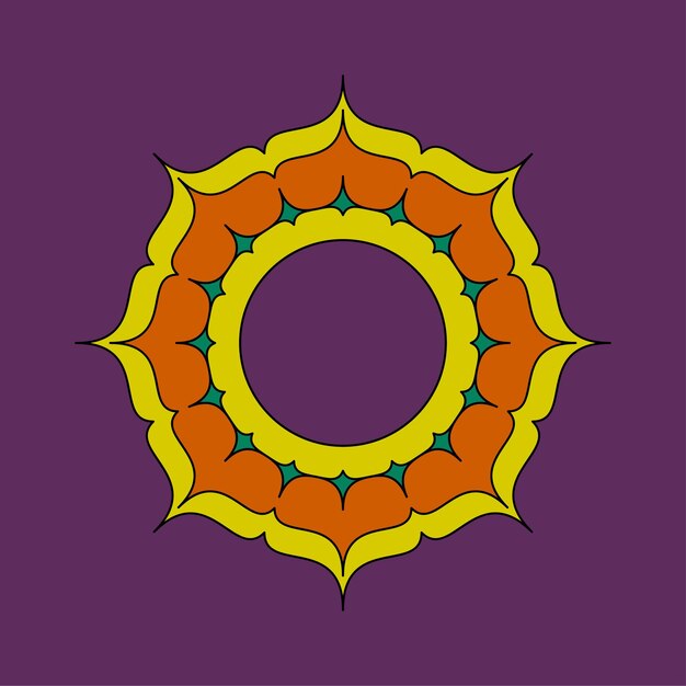 Bright mandala isolated on purple background