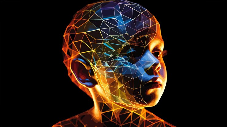 Vector bright mesh boy with glare effect