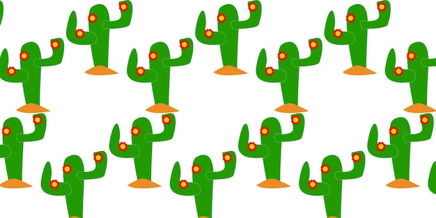 Bright mexican pattern with blossom flat cactus