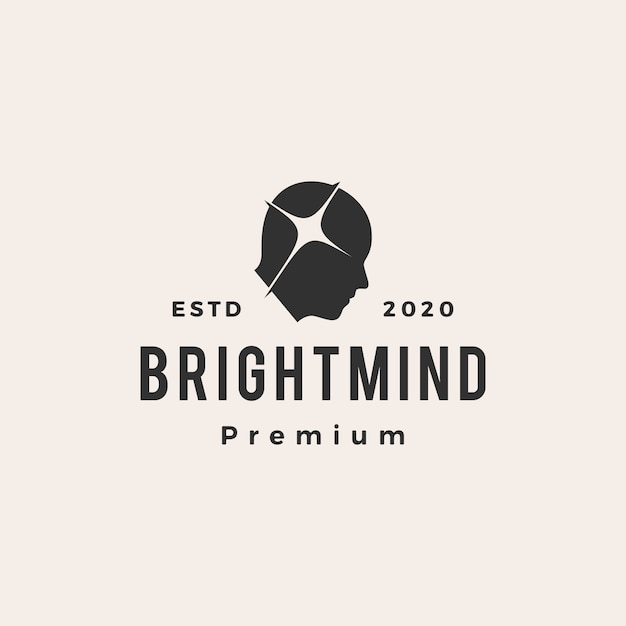 Bright mind  vintage logo  icon illustration