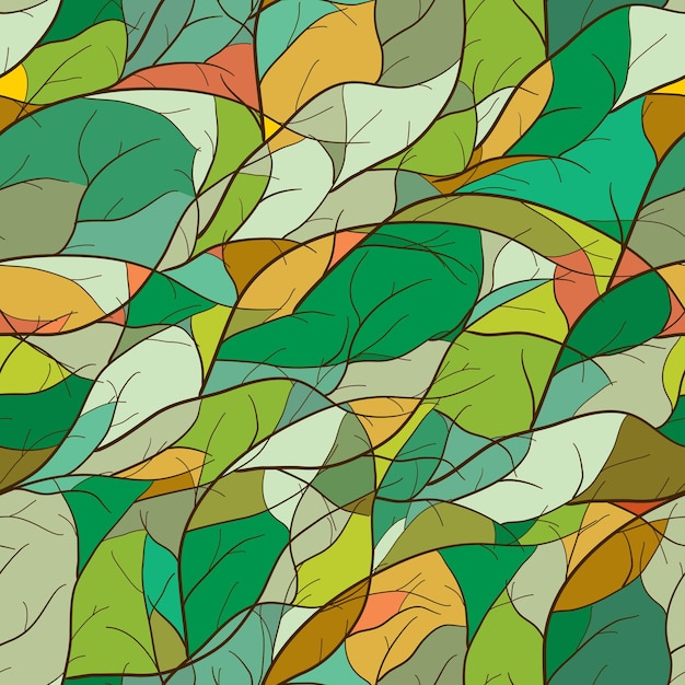 Bright mosaic seamless pattern with branches