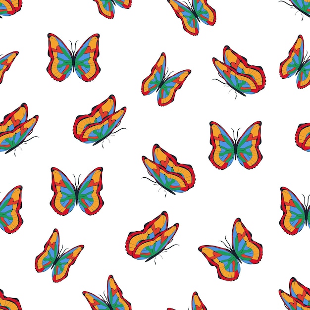 Bright multicolored butterflies seamless pattern Wallpaper background children party craft paper