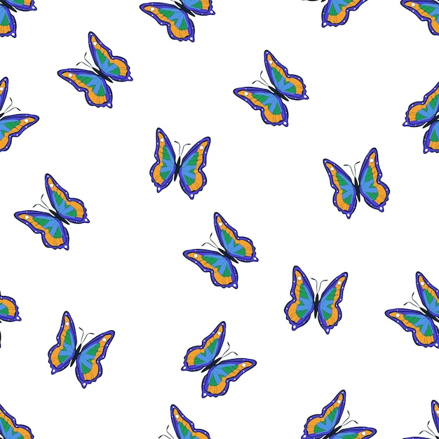 明るい色とりどりの蝶のシームレスなパターン壁紙背景子供パーティー クラフト ペーパー