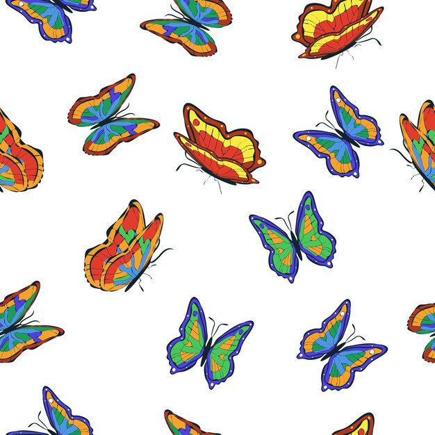 Bright multicolored butterflies seamless pattern Wallpaper background children party craft paper