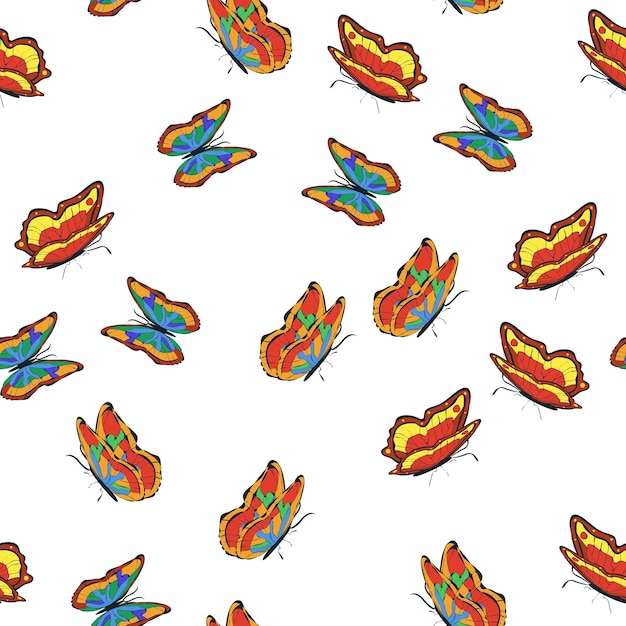 Bright multicolored butterflies seamless pattern Wallpaper background children party craft paper