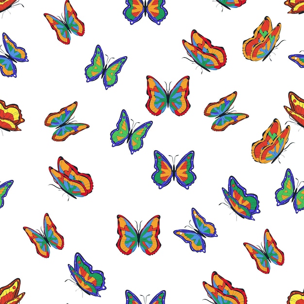 Bright multicolored butterflies seamless pattern Wallpaper background children party craft paper