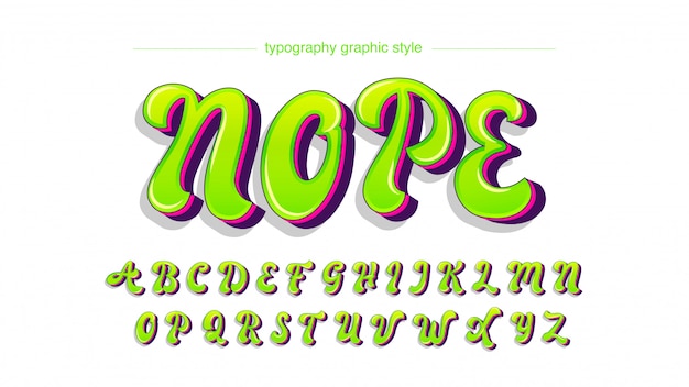 Bright neon green uppercase graffiti typography