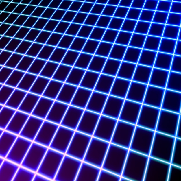 Vector bright neon grid lines glowing background