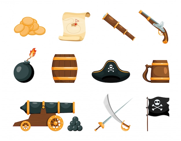 Яркие предметы пиратской игры
