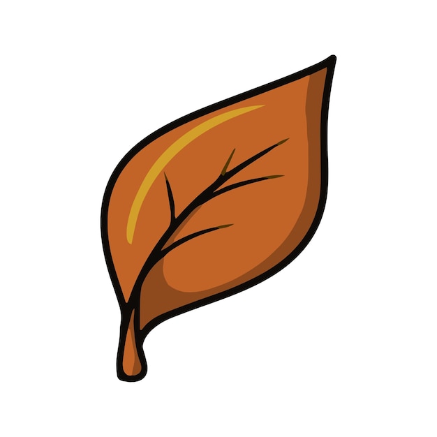 Ярко-оранжевый осенний лист векторного мультфильма о падении листьев тополя