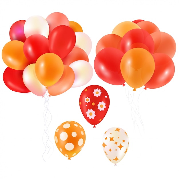 Vector bright orange balloons