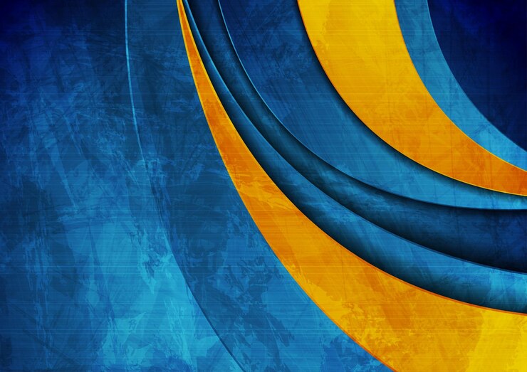 Vector bright orange and blue grunge waves abstract background