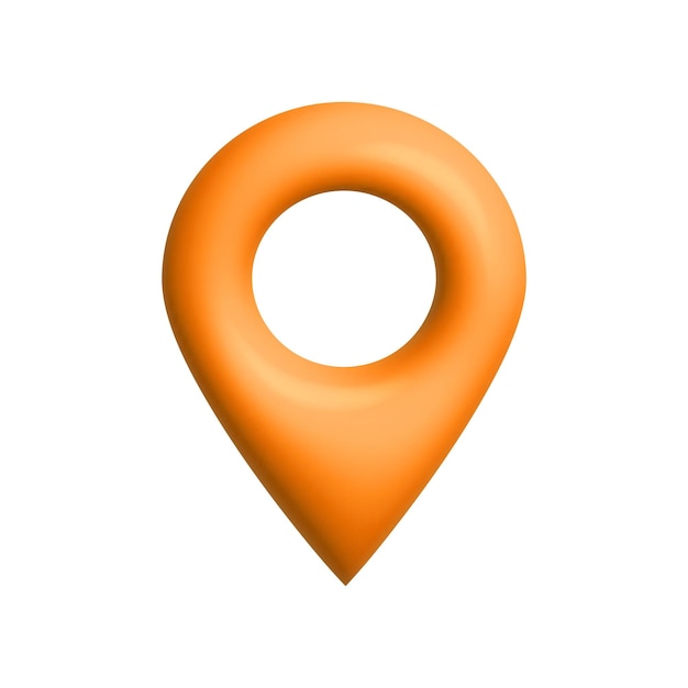 a bright orange location pin featuring a smooth design with a central hollow circle