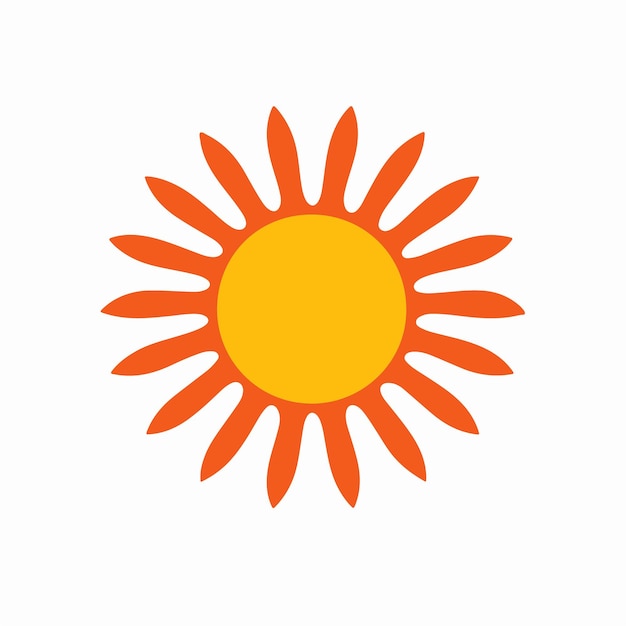 Ярко-оранжевое солнце с желтым центром и оранжевым солнцем внизу.