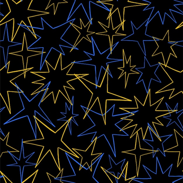 Яркий орнамент из звезд абстрактный векторный бесшовный узор Дизайн для печати оберточная бумага текстильные обои украшение фона