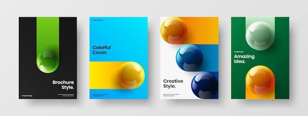 Bright pamphlet A4 vector design illustration set