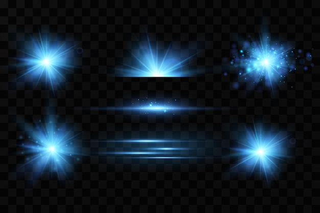 Bright particles burning blue lights stars lasers vector