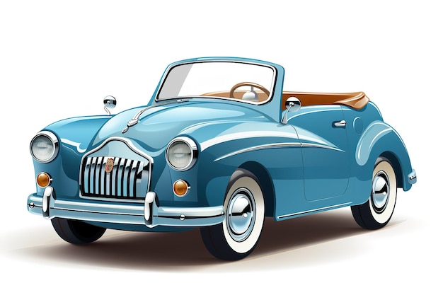 Vector bright pastel blue old vintage car