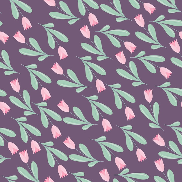 bright pattern of simple flowers seamless pattern of plants in pastel colors vector illustration