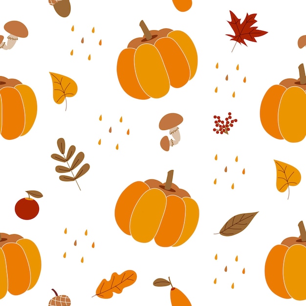 Bright pattern with autumn motives isolated on white background