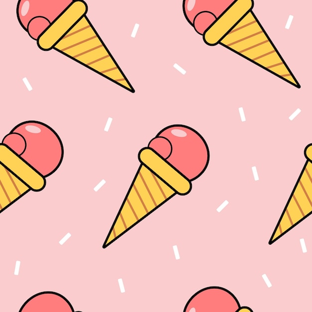 Bright pattern with ice cream on a pink background. vector illustration