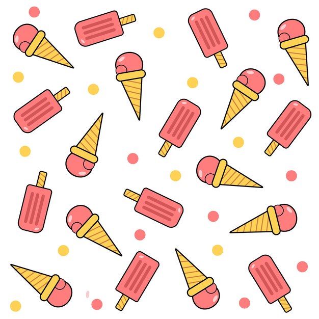 Bright pattern with ice cream on a white background. vector illustration.