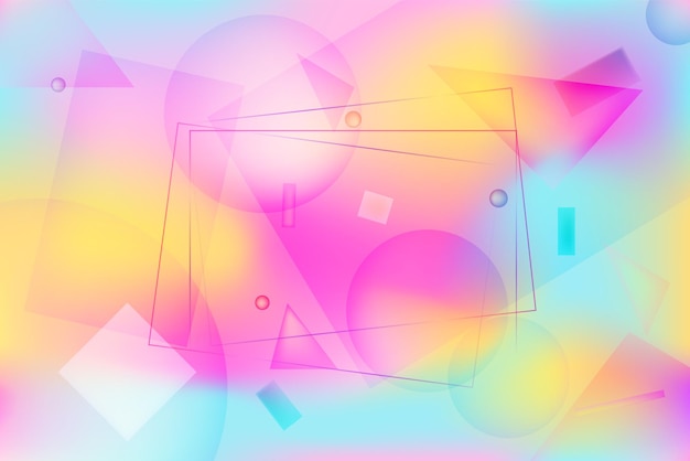 Bright pink, yellow and blue vibrant background with abstract geometric shapes