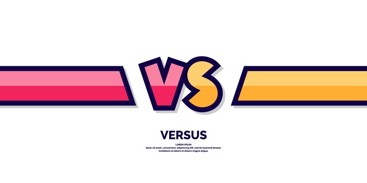 Vector bright poster symbols of confrontation vs vector illustration on white background