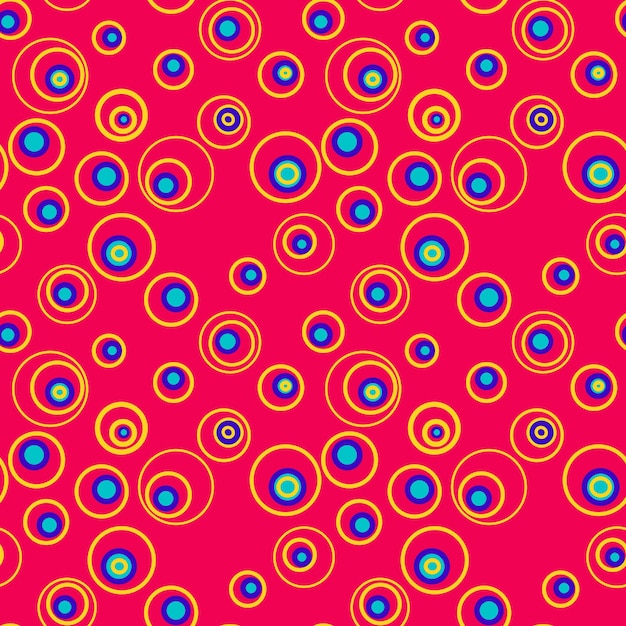 яркий психоделический бесшовный узор с разноцветными кругами различной формы