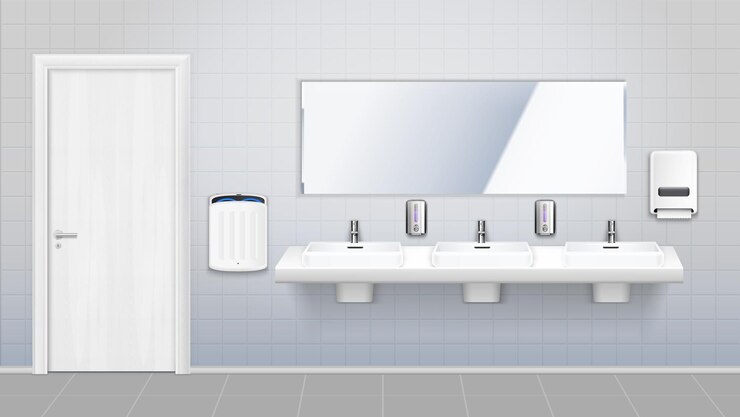Vector 明るい公衆トイレのインテリアイラスト