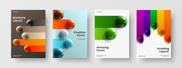 Bright realistic balls company identity concept set