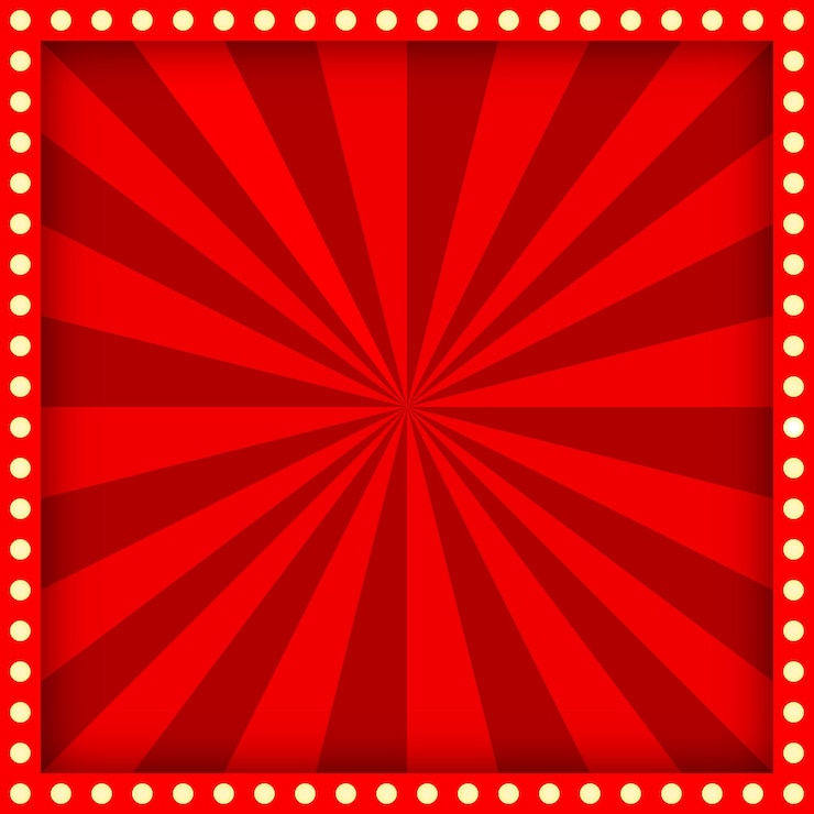 Vector bright red circus background with bulbs frame