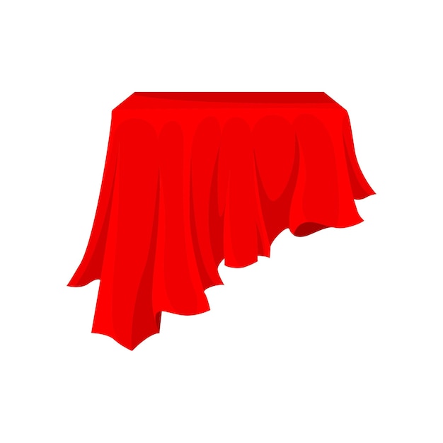 Bright red cloth for pedestal or rectangular table silk fabric textile cover table linen flat vector