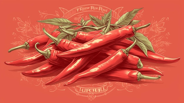 Vector bright red fresno peppers with glossy skin