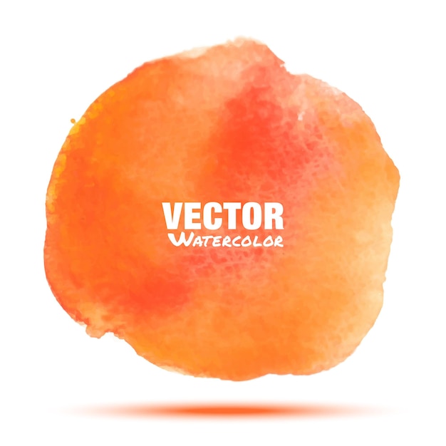 Vector bright red - orange  watercolor   circle stain isolated