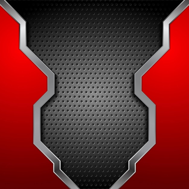 Bright red and perforated metallic technology background