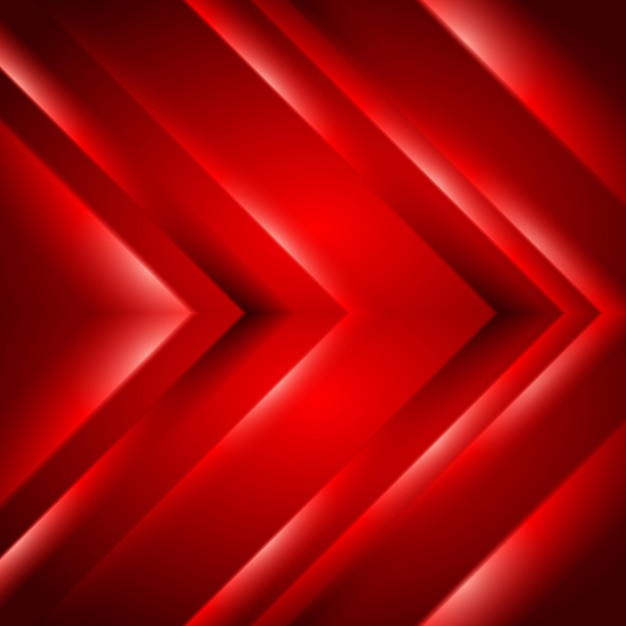 Bright red smooth glowing arrows tech abstract background Geometric futuristic vector design