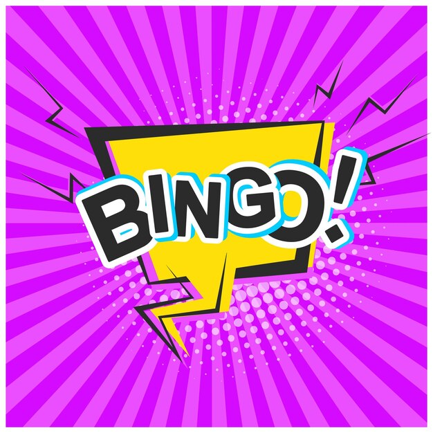 Bright retro comic speech bubble with bingo text