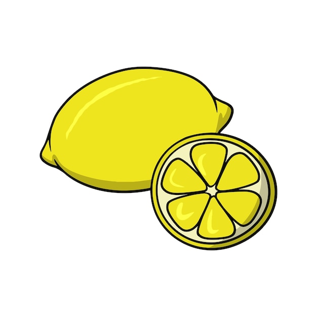 Vector bright ripe lemon round slice of lemon cooking ingredients vector cartoon