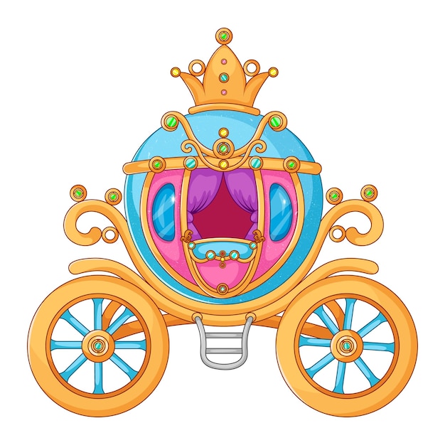 Bright Royal Carriage Vector Illustration for Childrens Projects and Celebrations