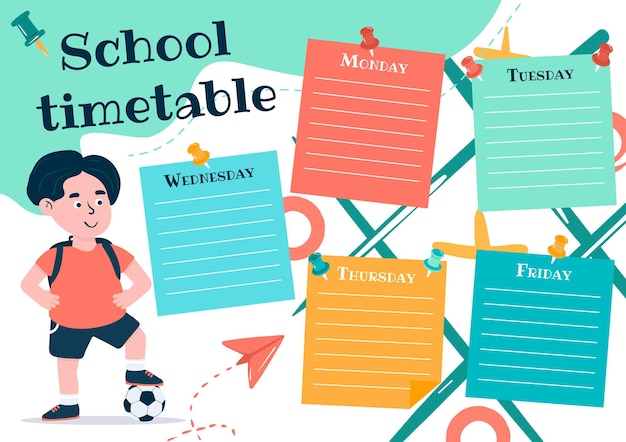 Vector bright school timetable vector illustration