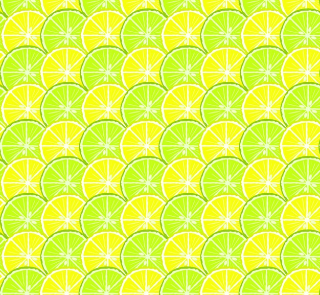 Vector bright seamless citrus pattern with lemon and lime circles