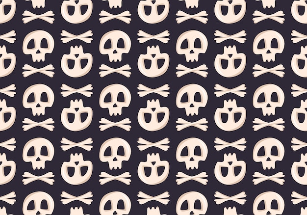 Vector bright seamless pattern with skulls